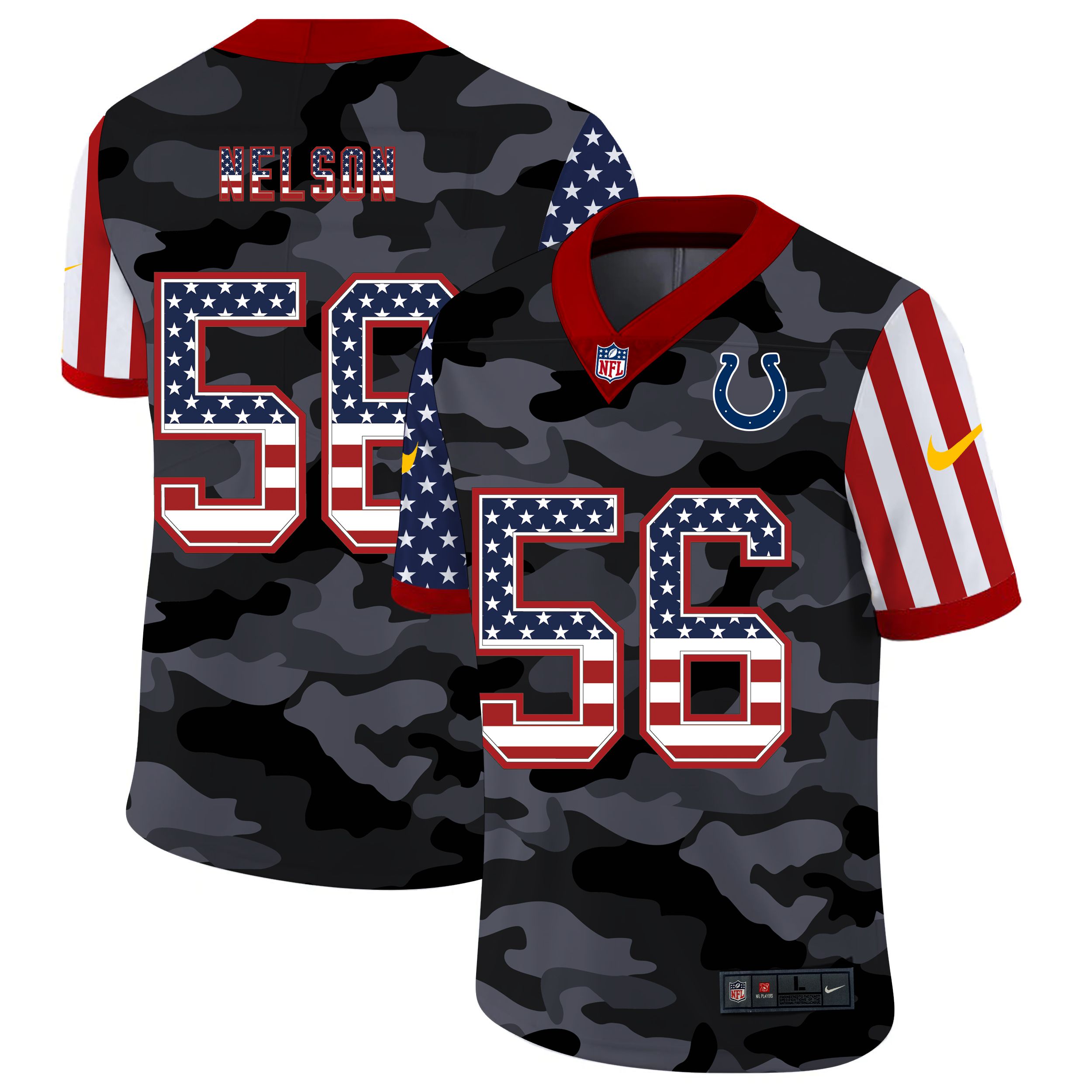 Men Indianapolis Colts #56 Nelson 2020 Nike USA Camo Salute to Service Limited NFL Jerseys